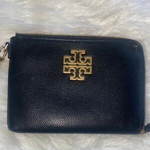 Tory Burch Black Pebbled Leather Pouch